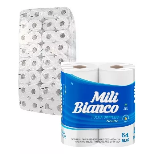 Papel Hig Fs Mili 30M Bianco 64 Rolos